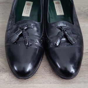 Vintage Gucci Black Leather Tassel Loafers. Made In Italy